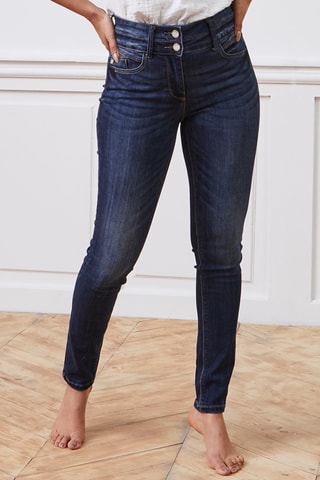 Jean slim taille haute - Bleu foncé