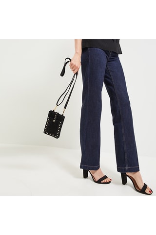Pochette en croûte de cuir nubuck - Noir