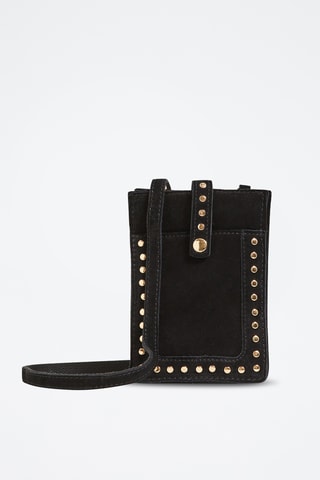 Pochette en croûte de cuir nubuck - Noir