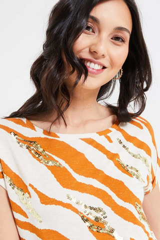 Top - Beige et orange