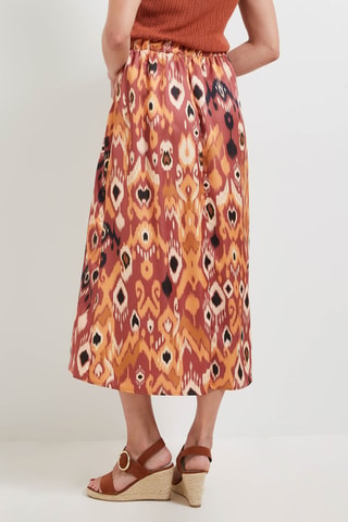 Jupe midi taille haute - Rouge brique et corail