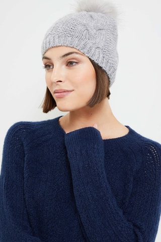 Bonnet à pompon - Gris