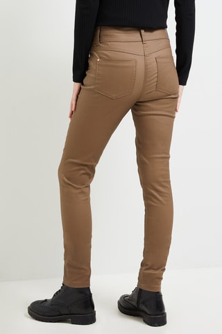 Pantalon slim taille haute - Marron