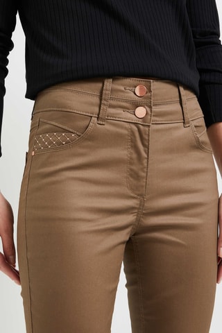 Pantalon slim taille haute - Marron
