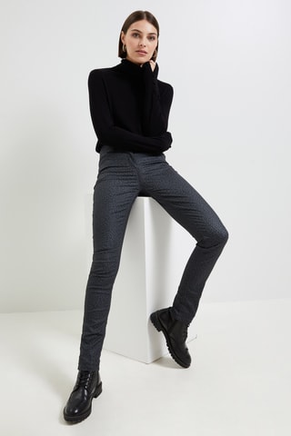 Pantalon slim taille haute - Gris foncé