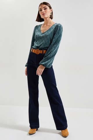 Blouse en velours - Vert