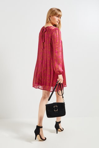 Robe droite plissée - Rose foncé