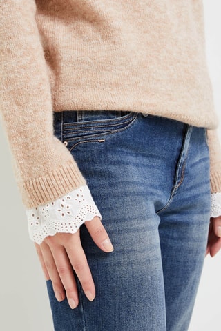 Pull trompe-l’œil - Beige chiné et blanc
