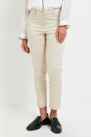Pantalon cigarette taille haute - Beige