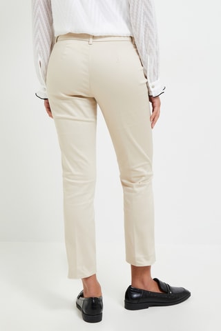 Pantalon cigarette taille haute - Beige