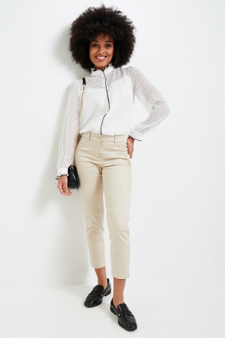 Pantalon cigarette taille haute - Beige