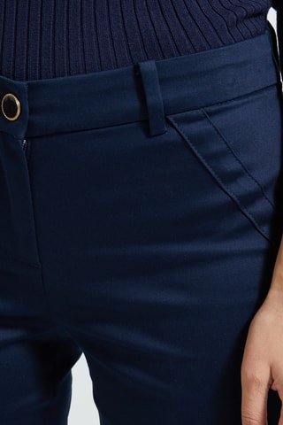 Pantalon cigarette taille haute - Bleu marine