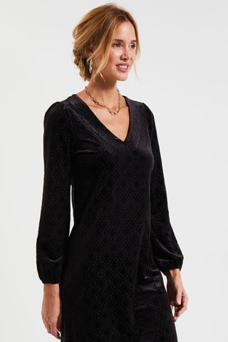 Robe droite en velours - Noir