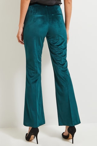 Pantalon flare en velours taille haute - Vert