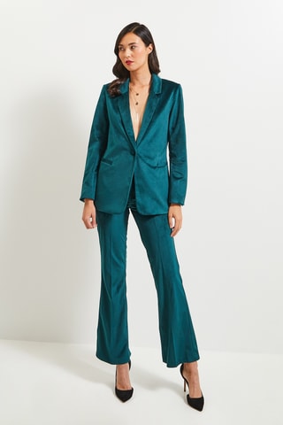Pantalon flare en velours taille haute - Vert