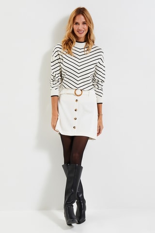 Jupe droite en velours taille haute - Blanc