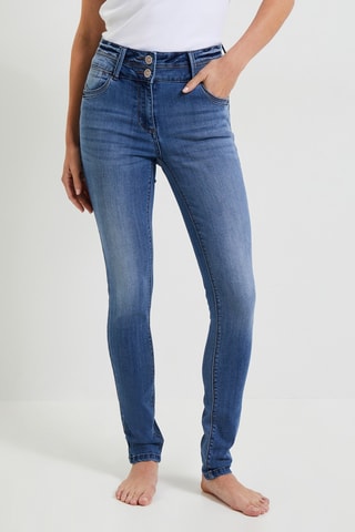 Jean slim taille haute - Bleu