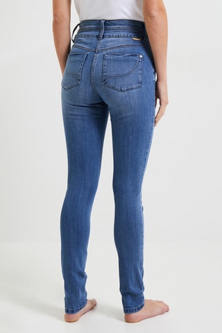 Jean slim taille haute - Bleu