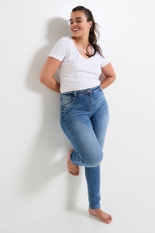 Jean slim push-up taille haute - Bleu