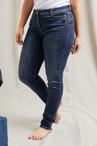 Jean slim push-up taille haute - Bleu foncé