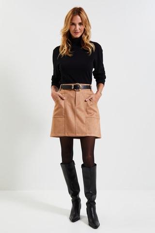 Jupe droite taille haute - Camel