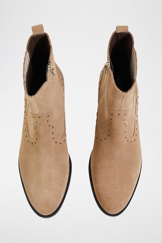 Bottines en croûte de cuir - Beige