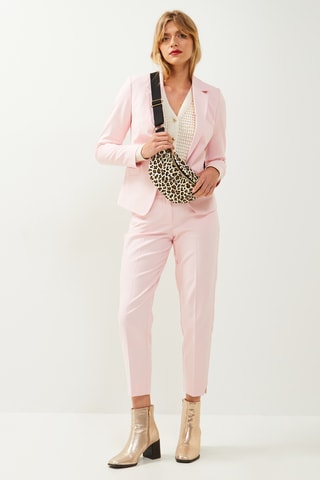 Pantalon cigarette taille haute - Rose clair
