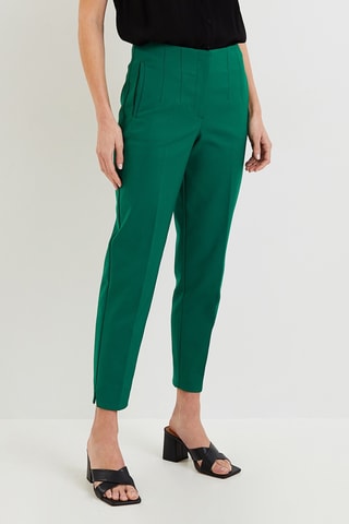 Pantalon cigarette taille haute - Vert