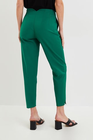 Pantalon cigarette taille haute - Vert