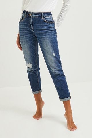 Jean boyfriend taille haute - Bleu foncé