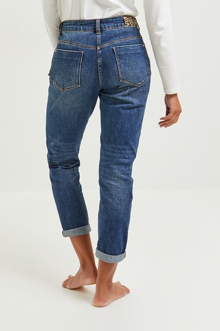 Jean boyfriend taille haute - Bleu foncé