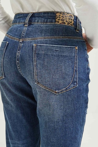 Jean boyfriend taille haute - Bleu foncé