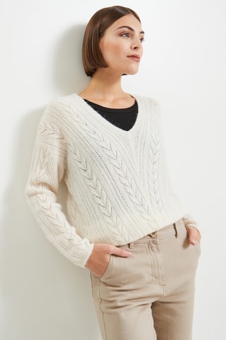 Pull en laine et alpaga - Ecru