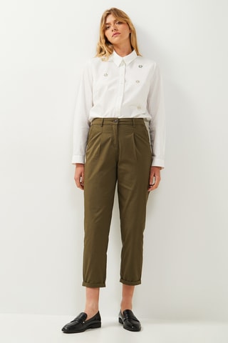 Chino taille haute - Kaki