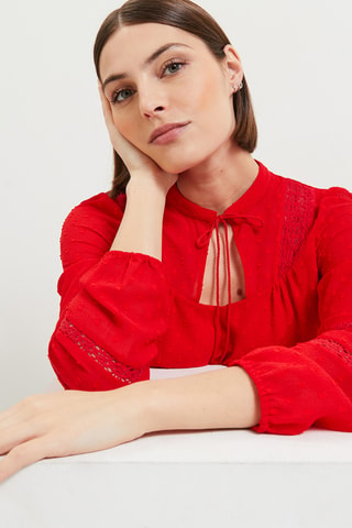 Blouse plumetis - Rouge