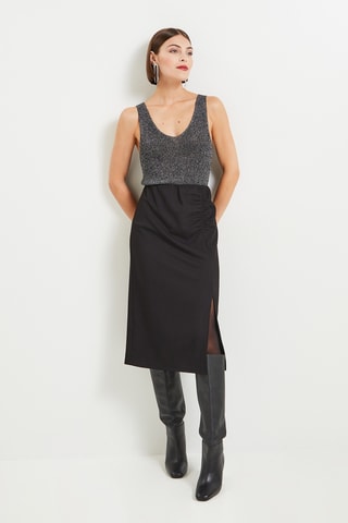 Jupe droite taille haute - Noir