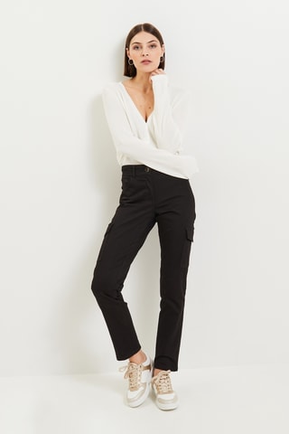 Pantalon cargo taille haute - Noir