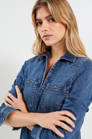 Robe droite en jean - Bleu marine