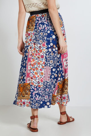 Jupe midi - Bleu et rose