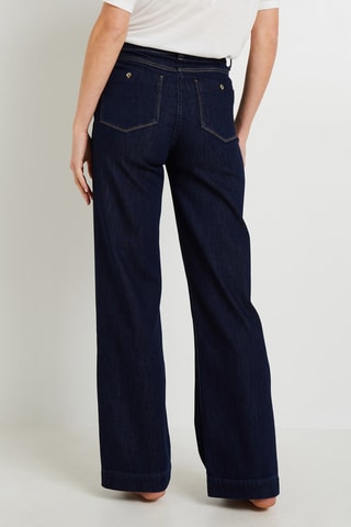 Jean large taille haute - Bleu foncé