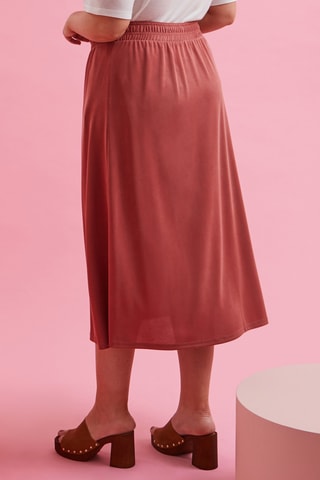 Jupe midi taille haute - Rouge brique