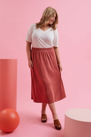 Jupe midi taille haute - Rouge brique