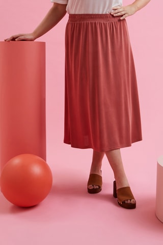 Jupe midi taille haute - Rouge brique