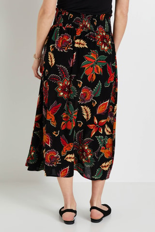 Jupe midi taille haute - Noir et orange
