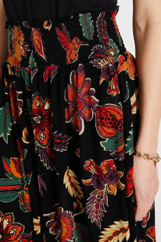 Jupe midi taille haute - Noir et orange