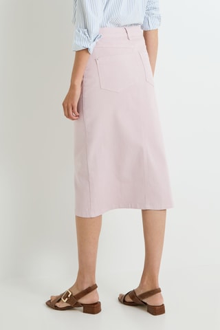 Jupe midi en jean - Rose