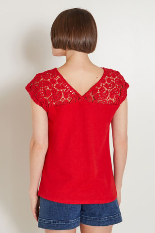 Top bi-matière - Rouge