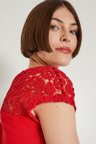 Top bi-matière - Rouge