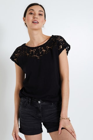Top bi-matière - Noir