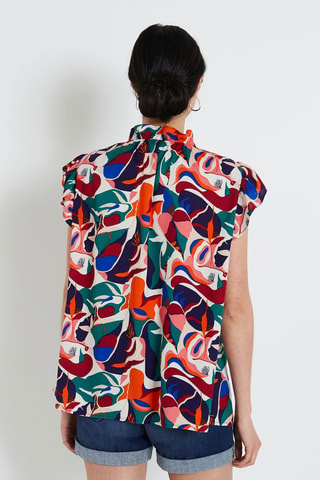 Blouse - Kaki et orange